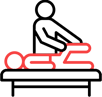 Black and red osteotherapy icon